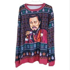 Leonardo Dicaprio Christmas Meme Sweater Plus Size 2XL